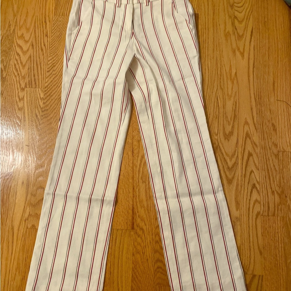 ba&sh White and Red Striped Pants